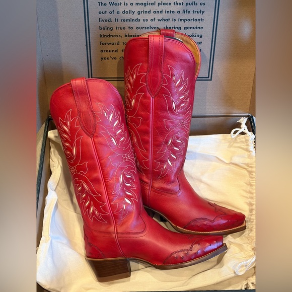 NWT Tecovas Annie Eagle Americana Red Cowboy Boots - Picture 4 of 8